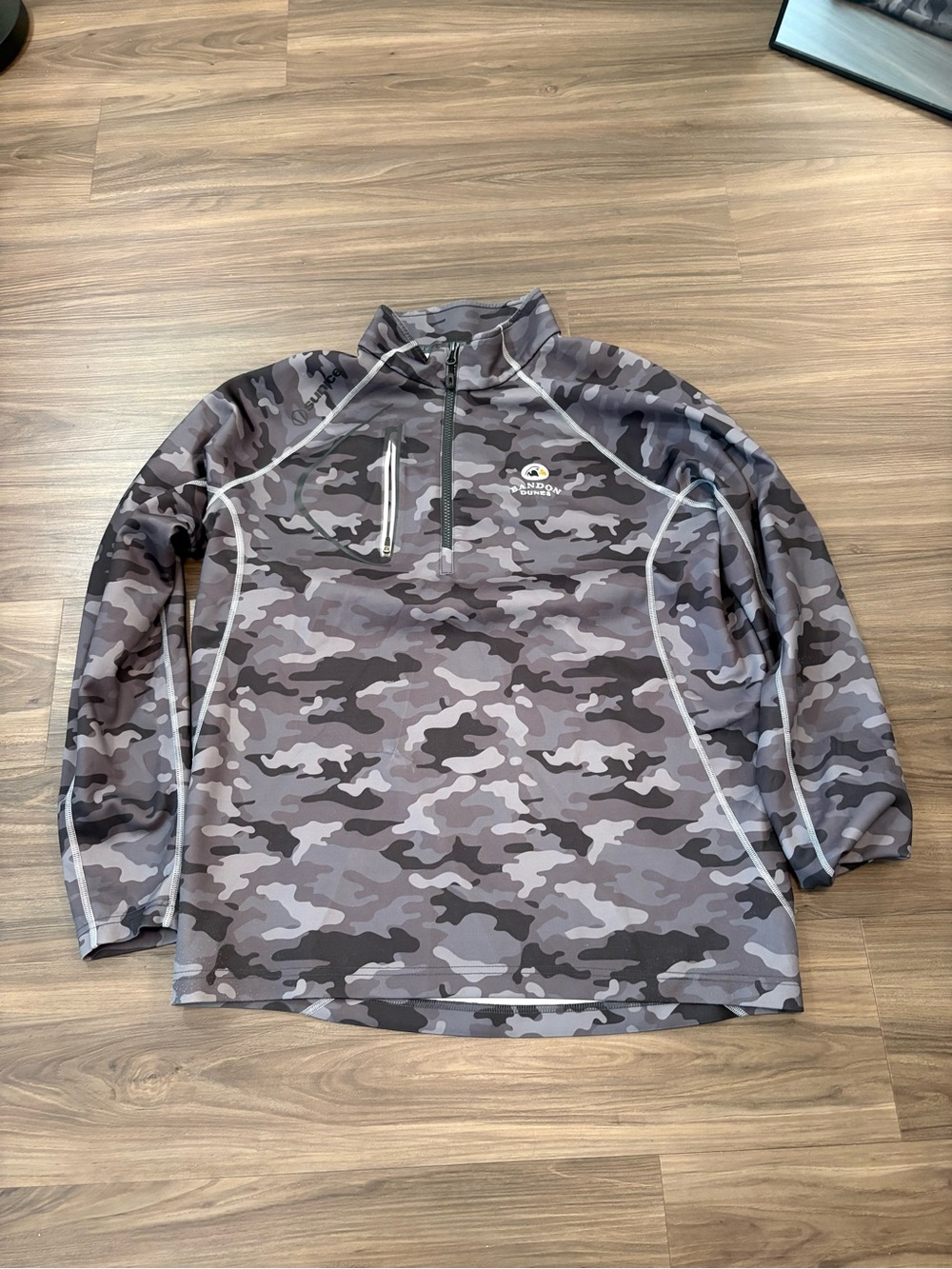 Sunice Men's Gray Camo Half-Zip Pullover with Reflective Piping